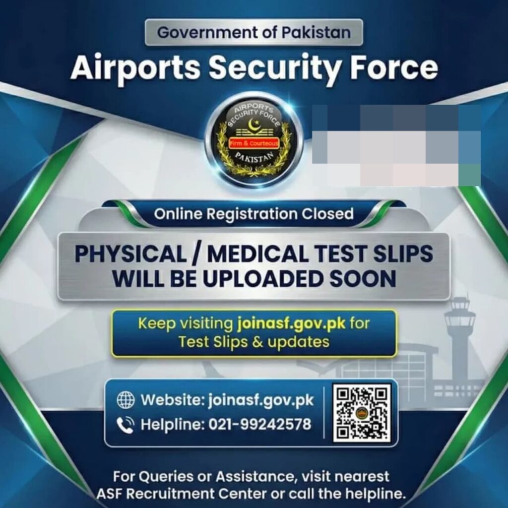 ASF Physical Medical Test Slips 2025