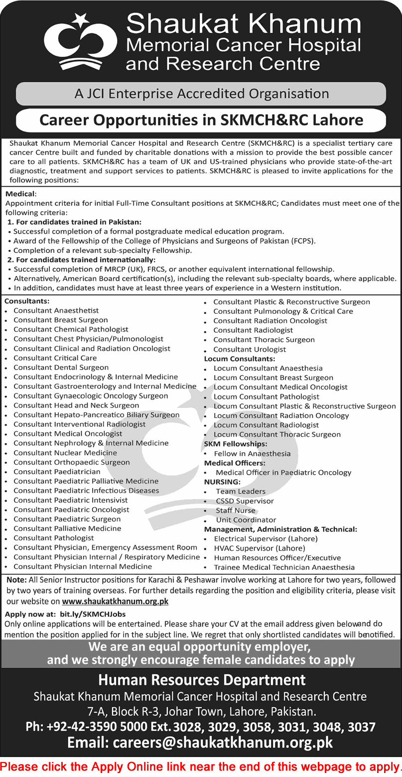 Shaukat Khanum Hospital Lahore Jobs February 2026 Apply Online