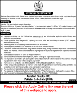 Pakistan Bait ul Mal Internships 2026 February Apply Online